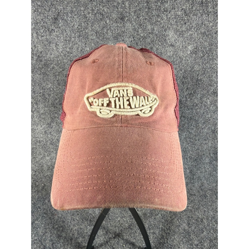 Vans Off The Wall Trucker Hat Burgundy Rose Pink Mesh Adjustable Strapback Cap